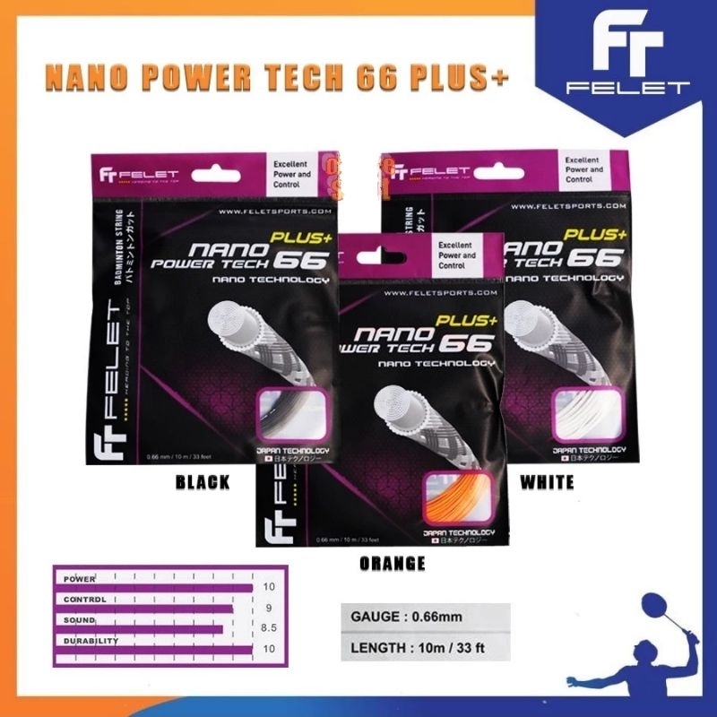 羽毛球拍線 FELET NANO POWER TECH 66 PLUS