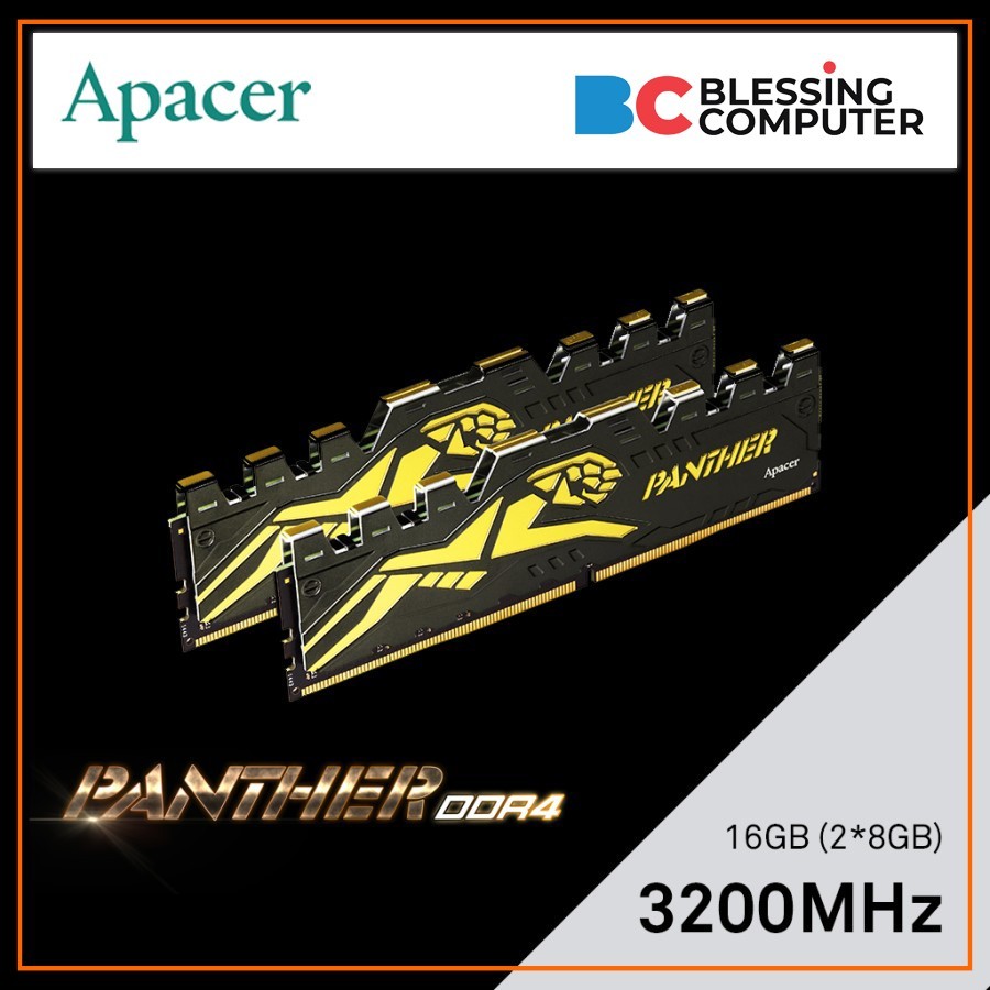 APACER 宇瞻黑豹內存 16GB 2x8GB DDR4 PC3200 CL16 AH4U16G32C28Y7GAA-