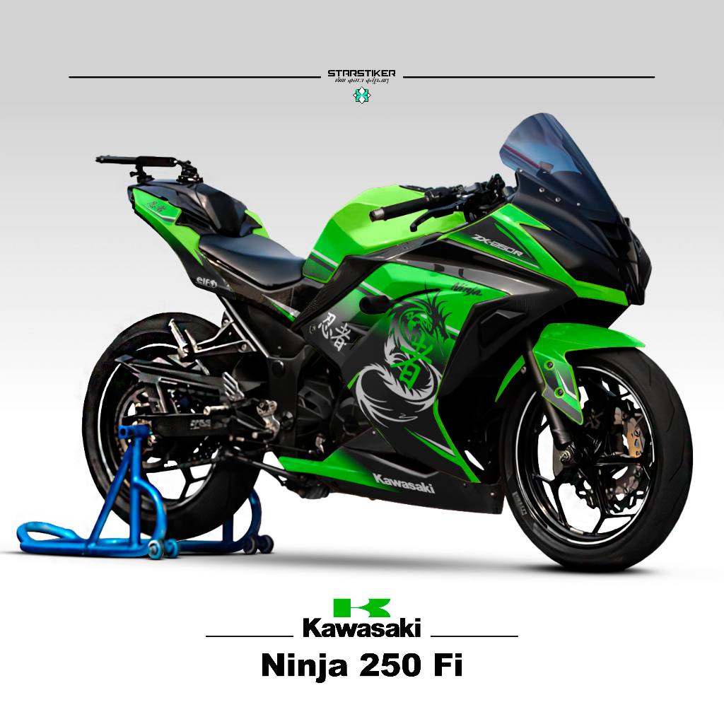 KAWASAKI 條紋 Semifull Ninja 250 Fi Motif 1 貼紙庫存貼花 Semifull 貼花