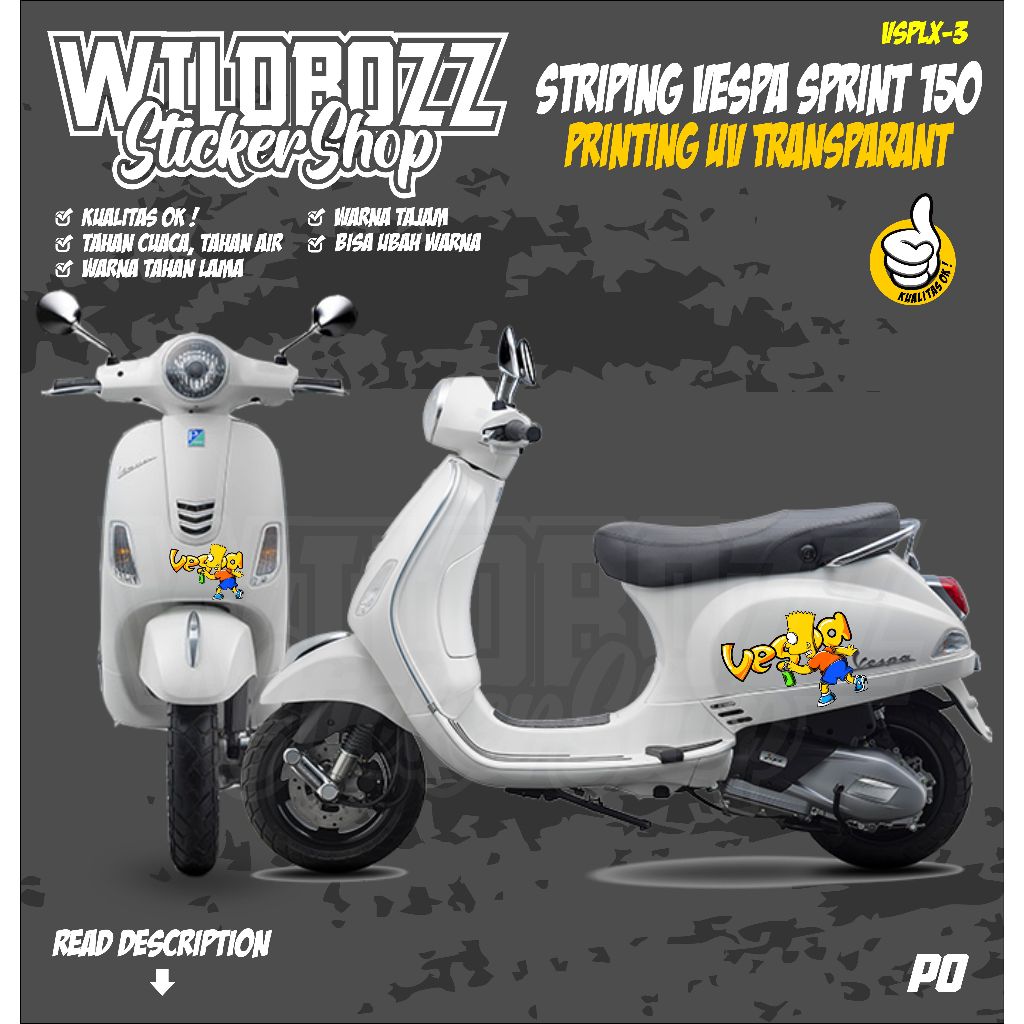 條紋 vespa lx 打印 uv 透明 wildbozz 貼紙