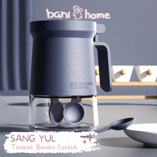 Bani SANG YUL Jar Salt Pepper 多用途香料儲存容器實用廚房香料收納盒蓋勺勺調味料儲存容器罐帶