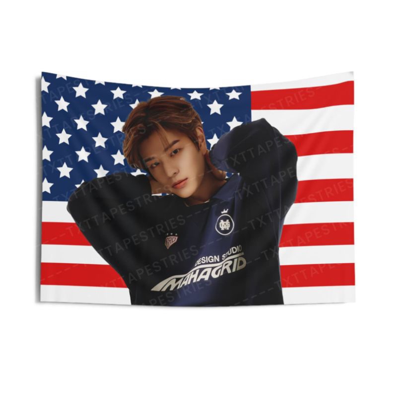 Bts Kpop 美國國旗掛毯 BTS Kpop 商品裝飾禮物創意適合軍隊 Kpop 粉絲