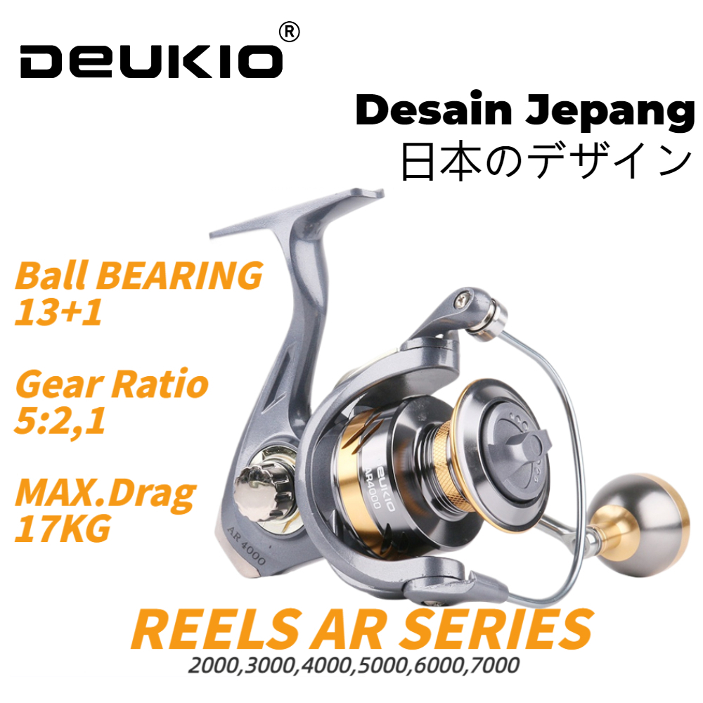 Deukio AR 2000-7000 金屬釣魚線輪金屬旋轉釣魚線輪 5.2:1 齒輪比 12+1 滾珠軸承/滾珠軸承最