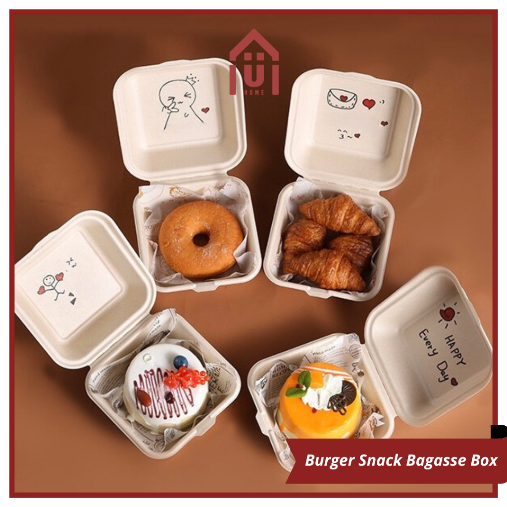 Uniso BAGASSE BURGER BOX 迷你蛋糕盒韓國便當盒小漢堡盒甘蔗纖維 ECOFRIENDLY
