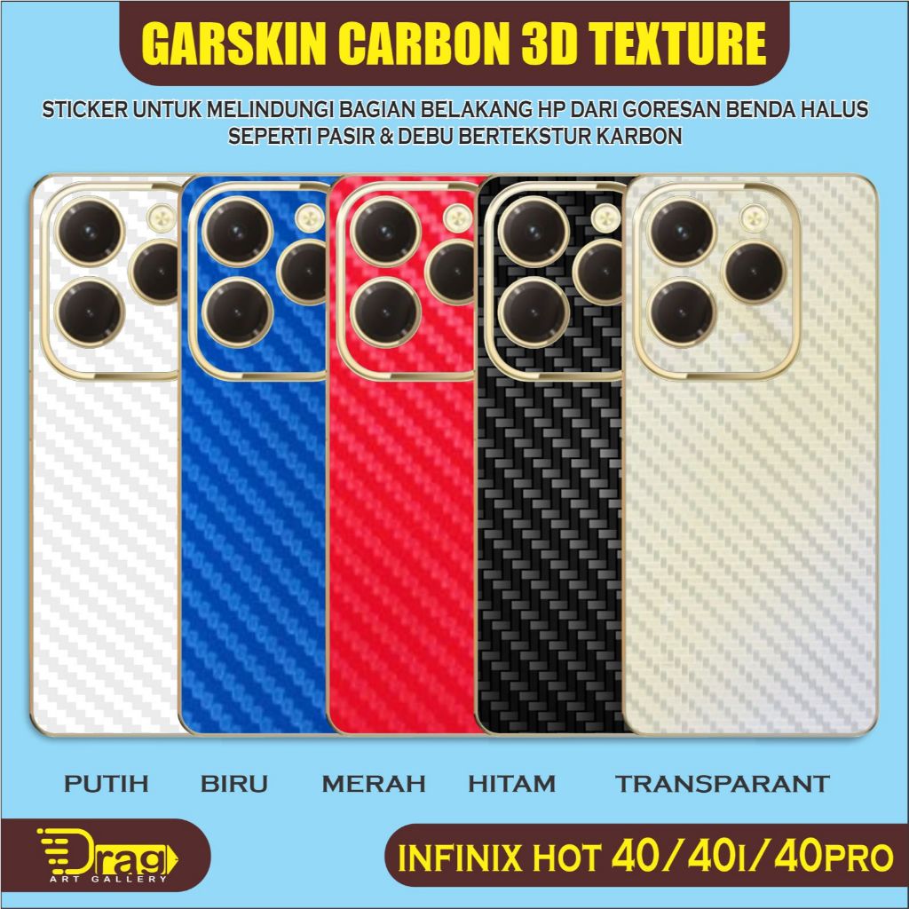 Garskin Carbon 透明 INFINIX Hot 40 40i Pro 皮膚碳抗真菌