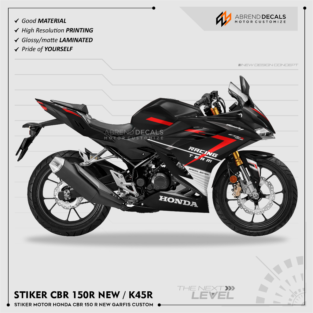 HONDA 條紋 CBR 150R 全新 K45R 圖形賽車隊貼紙摩托車本田 CBR 150R 全新