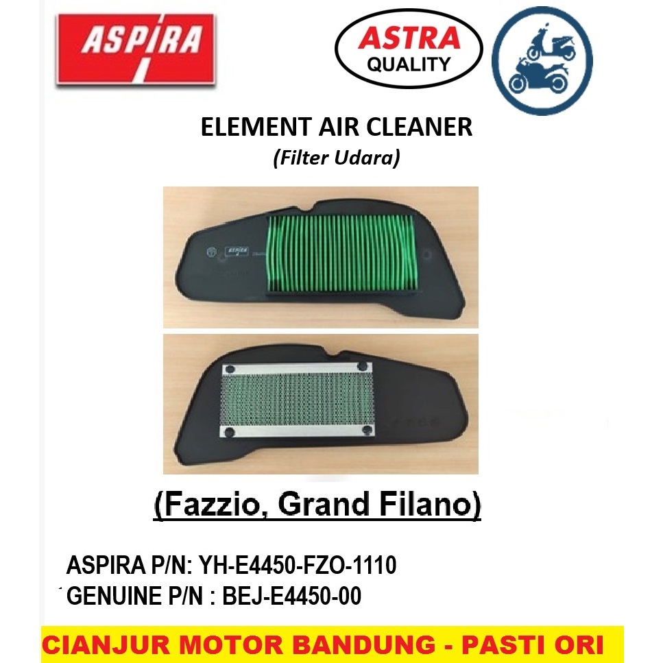 山葉 Aspira 摩托車空氣濾清器 YAMAHA FAZZIO GRAND FILANO E4450 FZO