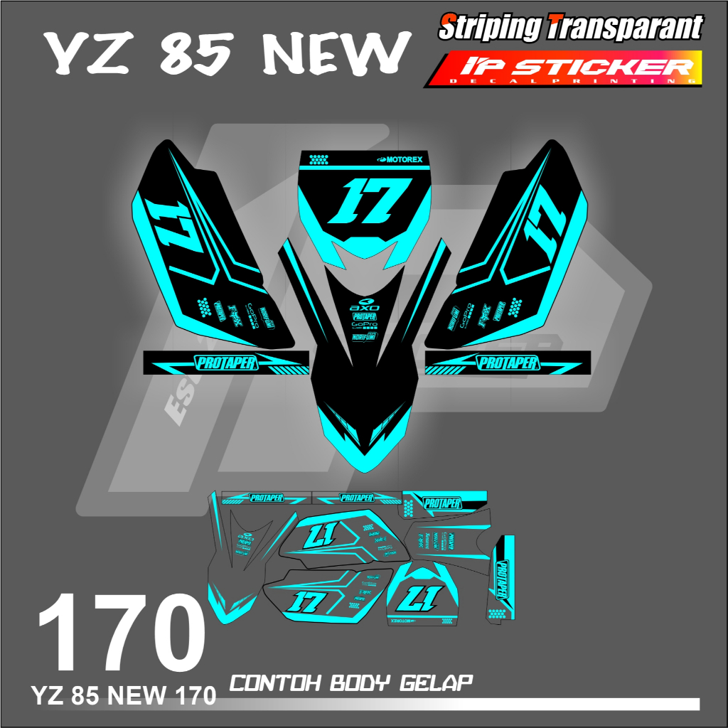 山葉 Yz 85 全新 YAMAHA YZ 85 摩托車條紋貼紙新貼紙清單表簡單顏色變化賽車設計全息圖和透明代碼 170