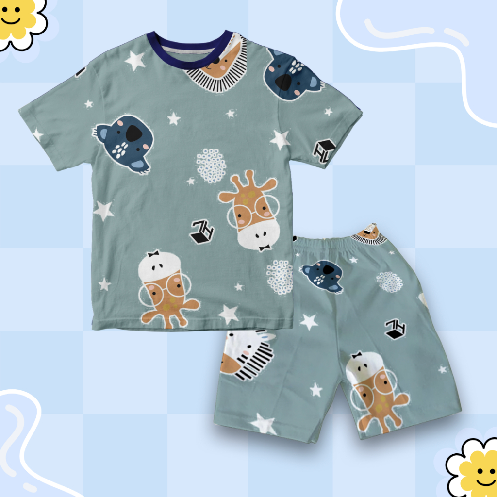 男孩全印花鼠尾草長頸鹿角色套裝全印花許多酷變體 M-XXL FP