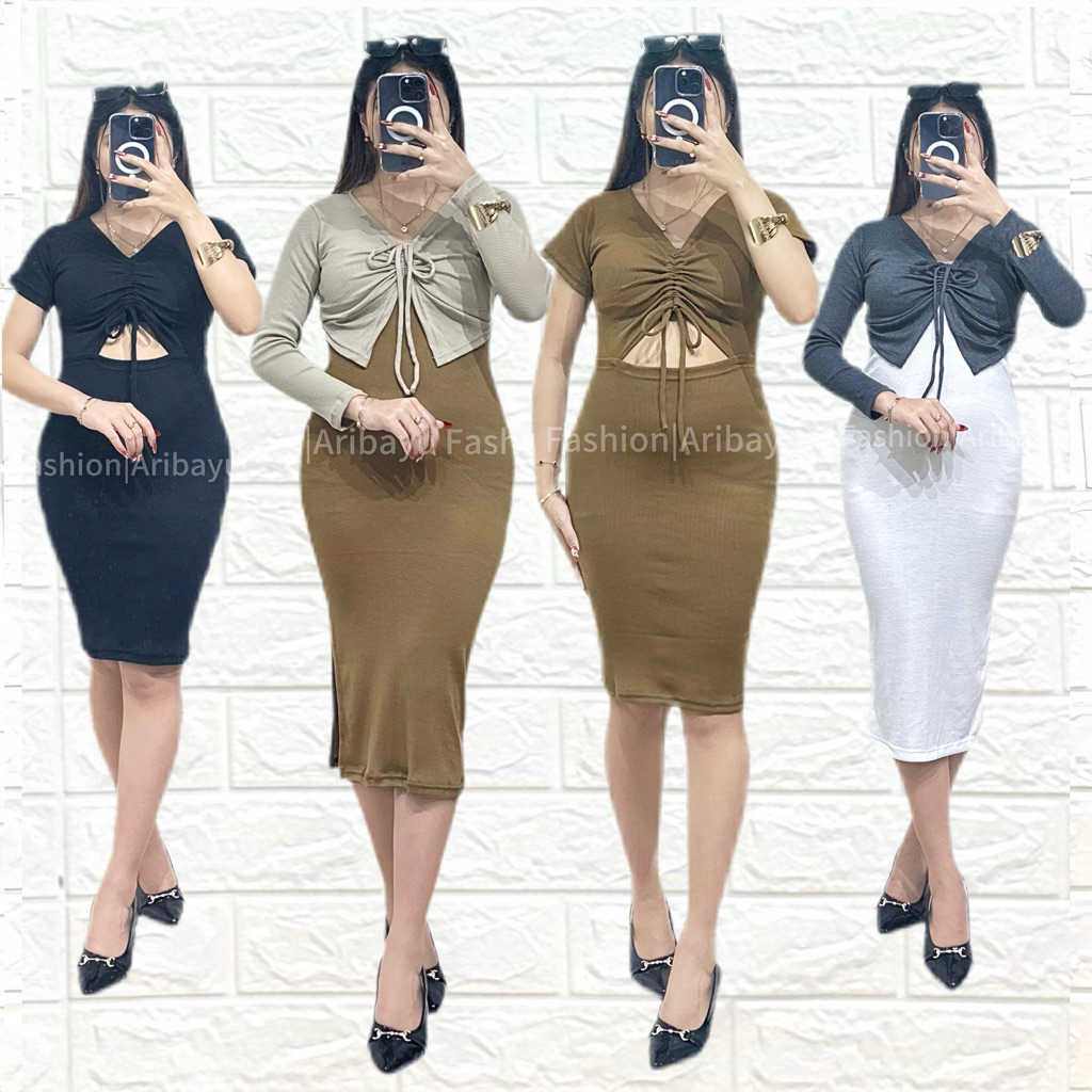 DAMIKA COMBI DRESS MAURA DRESS DRESS DRESS 女式緊身連衣裙組合 Midi Dr