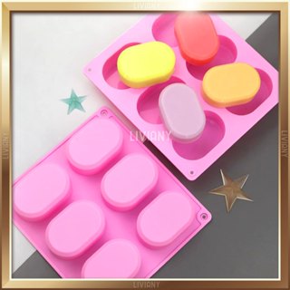 Lilin 6孔方形橢圓蠟燭皂果凍蛋糕矽膠模具矽膠模具蛋糕皂蠟橢圓6腔