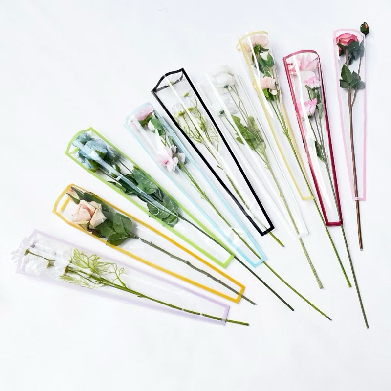 MAWAR 玻璃紙 1 枝單框 OPP 透明塑料玫瑰花包裝塑料迷你玫瑰花束僅出售塑料無絲帶花