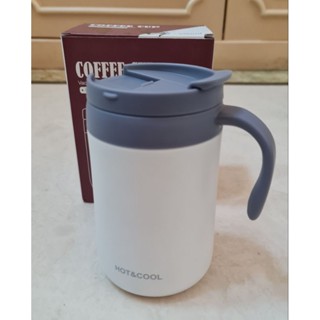 PUTIH TERMOS 玻璃杯馬克杯不倒翁咖啡杯小咖啡保溫瓶真空不銹鋼白色 500ml ll 全新