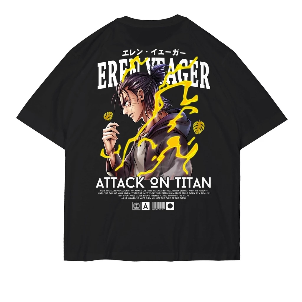 男裝 T 恤 Urban Eren YEAGER ATTACK ON TITAN Singeki No Kyojin 動