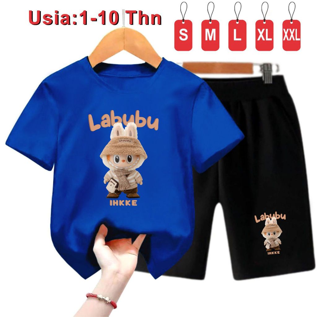 Labubu The Monsters Ihkke 娃娃 T 恤套裝適合 1-10 歲男孩和女孩