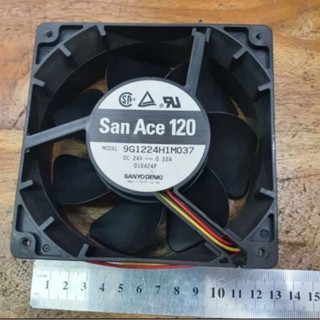 風扇聖王牌120三共電電壓24vdc尺寸12cm x 12CM x 3.8CM 型別 9G1224H1M037