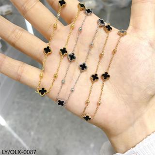 鈦 0087 不銹鋼 Bulak Balik 三葉草項鍊防褪色女士時尚首飾