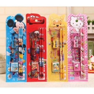 哆啦夢 HELLOKITTY 5 合 1 學校文具鉛筆角色套裝 5 合 1 Hello Kitty 哆啦A夢蜘蛛俠卡通圖