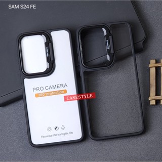 SAMSUNG 手機殼三星 S24 FE 透明手機殼立式相機支架 CaseStye