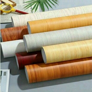 Kayu 奶油木紋圖案牆壁紙光面牆紙貼紙廚房地板桌子冰箱門