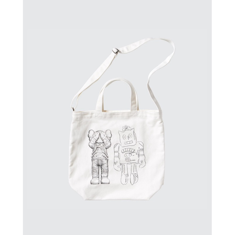 優衣庫 UNIQLO Kaws Warhol 2Way 托特包 2 肩帶白色帆布 Original