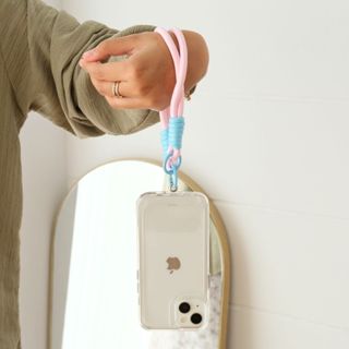 Gantungan HP手機掛架唯美手機掛繩手機掛繩Diy編織防丟腕帶手機鏈短配色Ins風可當便攜防丟手帶掛腕掛件夾掛飾
