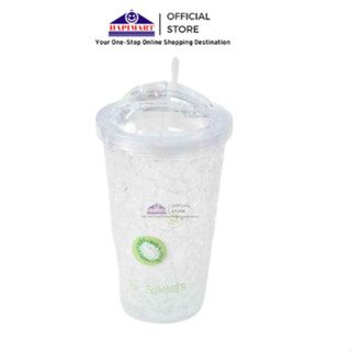 凝膠杯雙壁凝膠冷凍飲料杯帶蓋和吸管不含 BPA/便攜式水飲料吸管杯馬克杯容量 450 ML