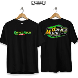 Young DRIVER T 恤賽車標誌男女通用成人服裝 BAJU DISTRO COMBED 30S
