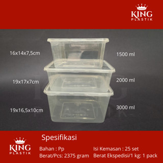 Thinwall KLIR 3000ml 塑膠飯盒 3000 毫升 KLIR 方形 SQ 25 套