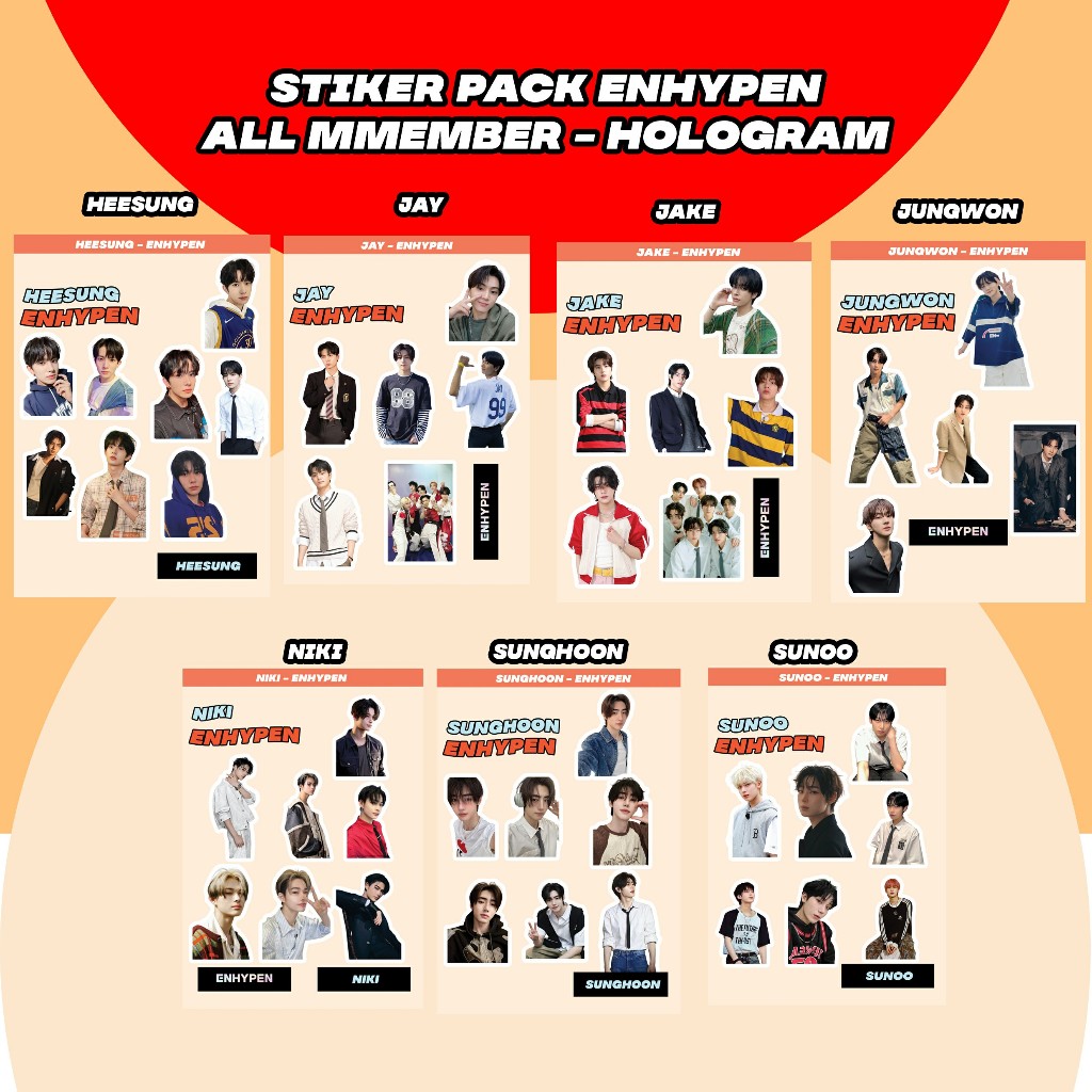 ENHYPEN 貼紙 I ENHYPEN 貼紙所有成員我傑出我傑出 NIKI I ENHYPEN PHOTOCARD 我