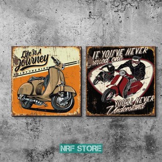 HIASAN DINDING KAYU 房間牆壁裝飾vespa 經典木製海報復古復古展示