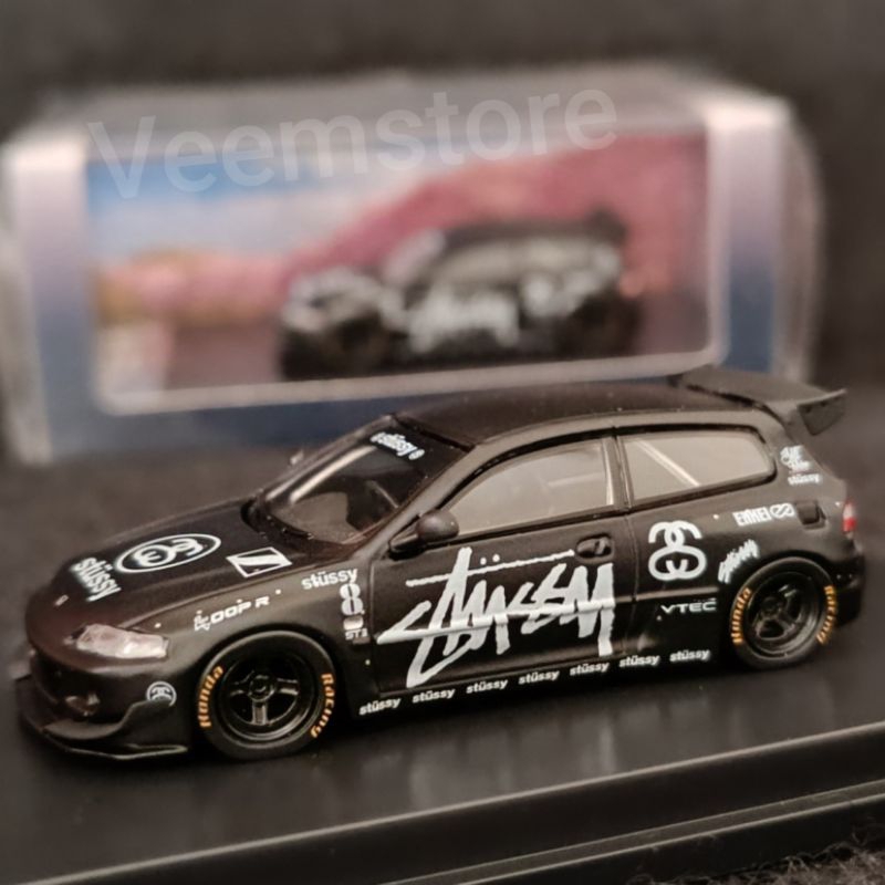 HONDA 壓鑄 1:64 本田思域 EG6 Pandem Rocket Bunny 黑色 Stussy