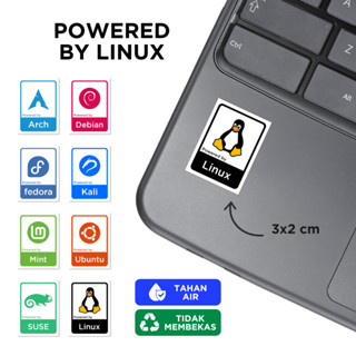 Powered by Linux 半光面防水乙烯基筆記本電腦貼花貼紙