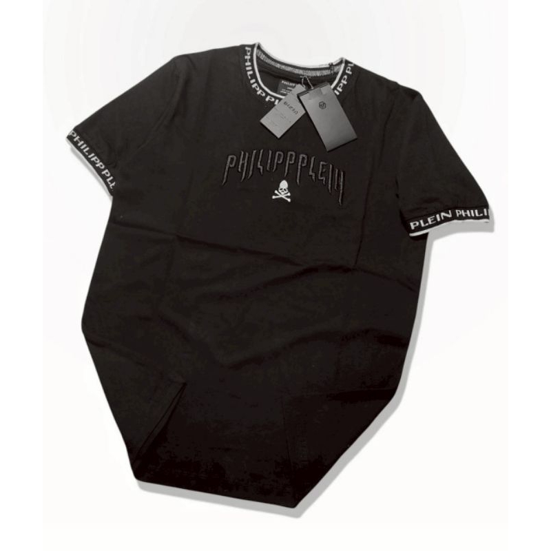 Philip plein Combat 24s distro t 恤刺繡全標籤標籤優質加厚短袖 distro t 恤