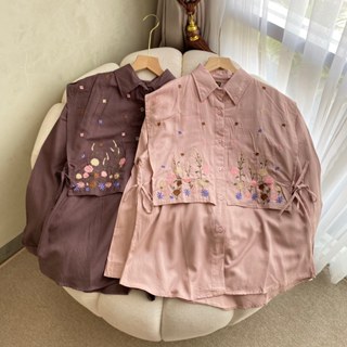KEMEJA VERONA 女式上衣人造絲斜紋花卉刺繡背心 LD 115 Busui 女式襯衫襯衫 Daily
