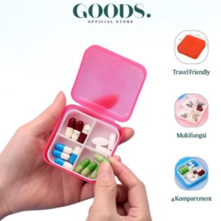 GOODS 迷你藥盒 4 格旅行友好型日常藥架多功能旅行箱