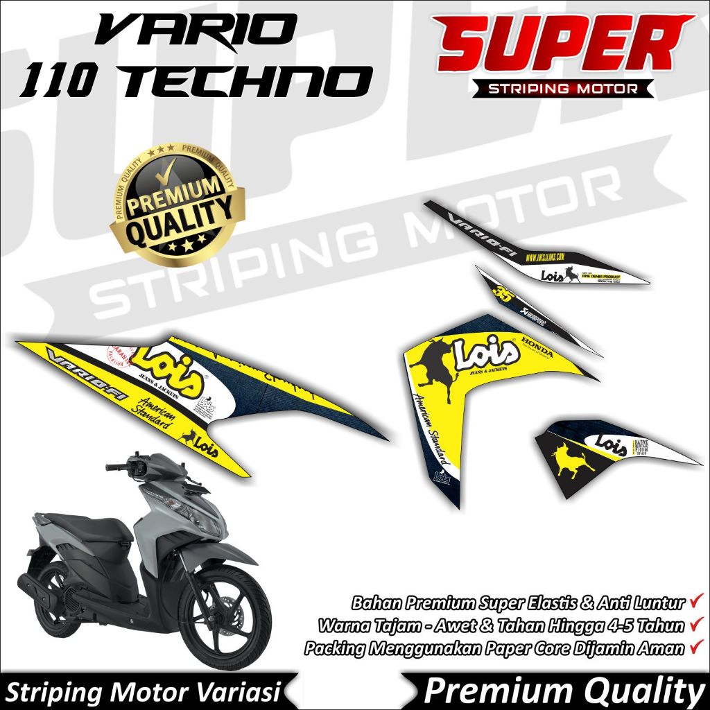 HONDA 酷防褪色 Vario 110 Techno 貼紙 Vario 110 Techno 條紋本田 Vario 1