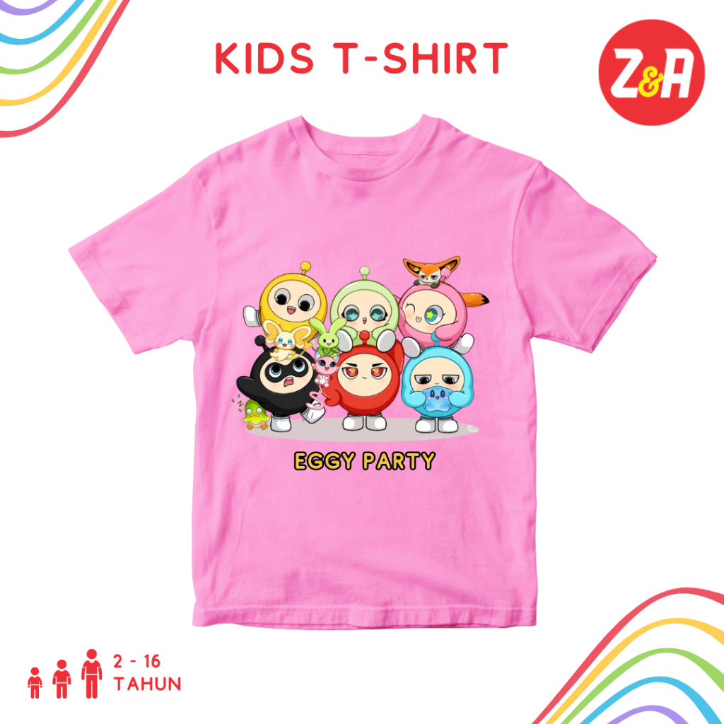 EGGY PARTY 兒童 T 恤卡通袖子兒童上衣 Eggy 派對遊戲 T 恤適合 2 至 16 歲男孩女孩最新 Egg