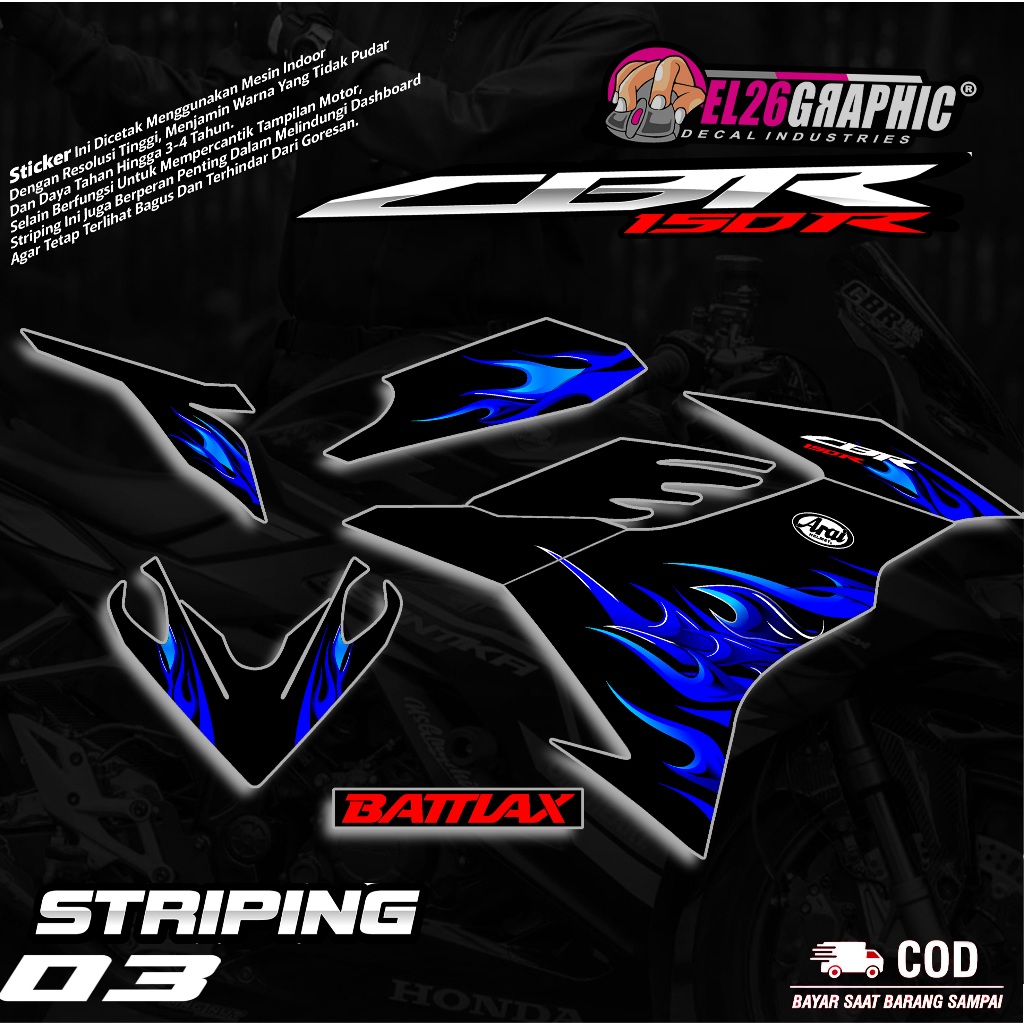 03 全新 HONDA CBR 150R 條紋貼紙最新 HONDA CBR 150R 條紋貼紙 HOT FIRE ARA