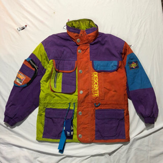 Descente 雪板滑雪色塊風衣轟炸機戶外休閒復古派克大衣半不良