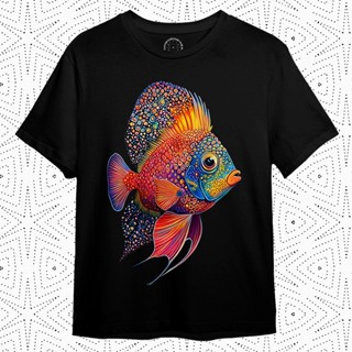 3D Pointillism Fish DM0823 原創高階發行 T 恤 3D 點綴