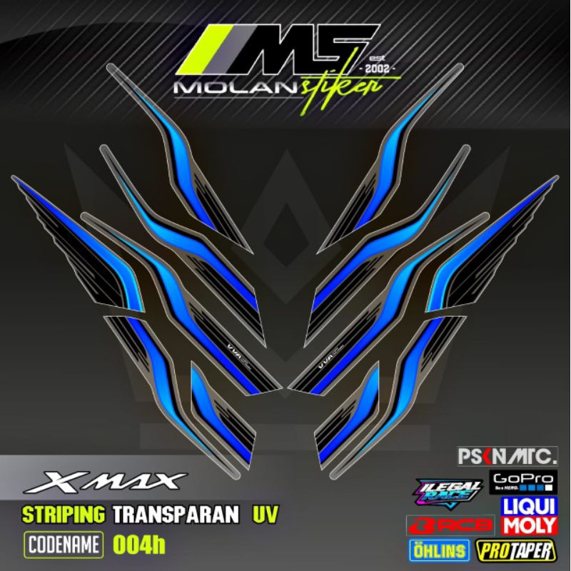 山葉 貼花貼紙條紋透明變化 Uv Xmax 舊雅馬哈 Xmax 250 2016-2022 舊 Xmax