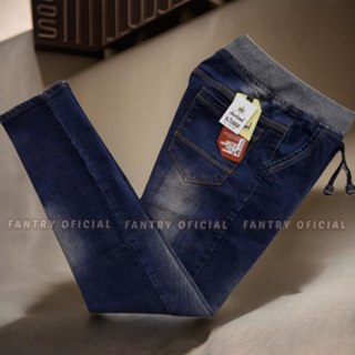 現場付款。破洞牛仔褲長彈力腰_長牛仔褲 Fantry Of