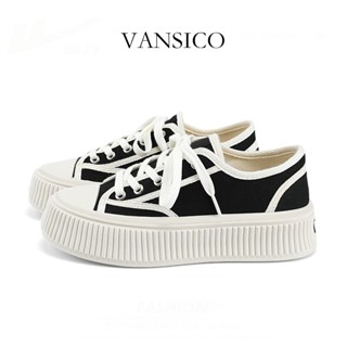 PUTIH HITAM VANSICO 女式帆布運動鞋鞋當代錶帶高階白色黑色休閒最新休閒運動鞋女孩原創 100 韓式時尚