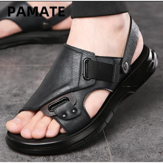 Pamate 男士厚底涼鞋和真皮涼鞋休息