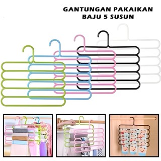 GANTUNGAN 5 合 1 多用途毛巾圍巾和頭巾衣架經濟型 5 層魔術衣架衣架
