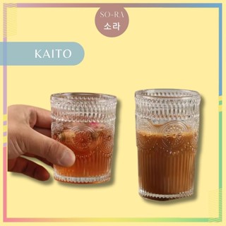 Sora KAITO韓國美學美學眼鏡咖啡杯復古圖案雞尾酒杯高階進口咖啡杯