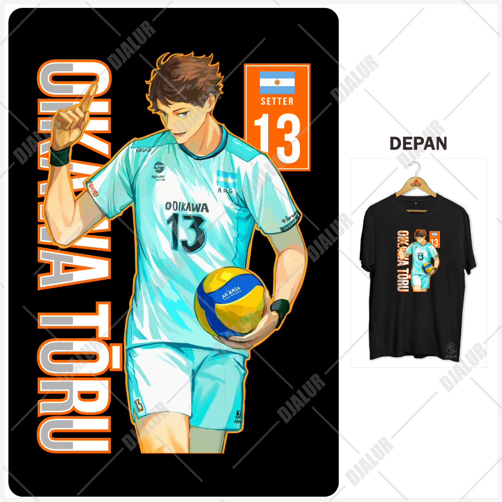 Oikawa Toru Haikyu T恤動漫日本高級棉精梳30年代Djalur服裝T恤