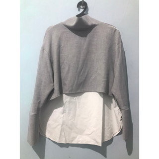 PL Original Zara 品牌高領灰白長袖休閒上衣