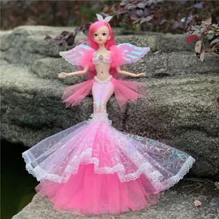 JA美人魚公仔毛絨公仔帶11個可拆卸關節公主玩具美人魚玩具美人魚公仔兒童生日禮物兒童玩俱生日禮物